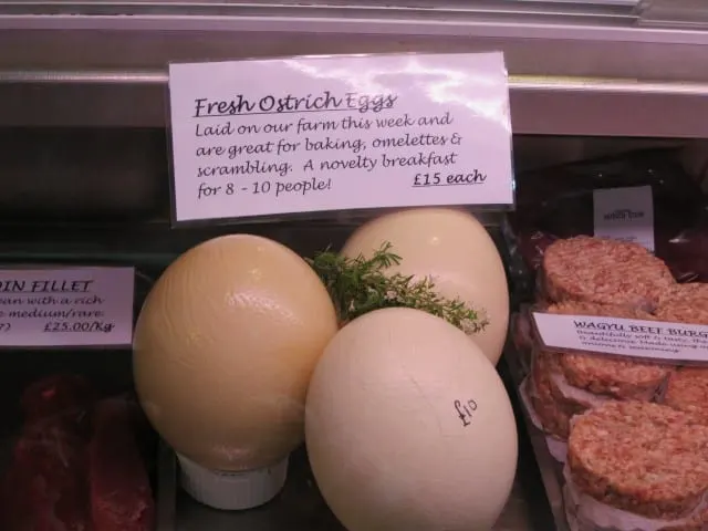 Ostrich Eggs at Borough Market in London England