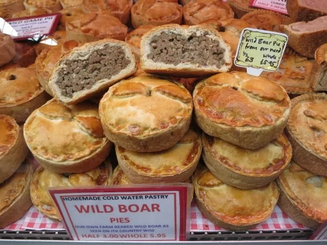 Meat Pies at Borough Market in London England