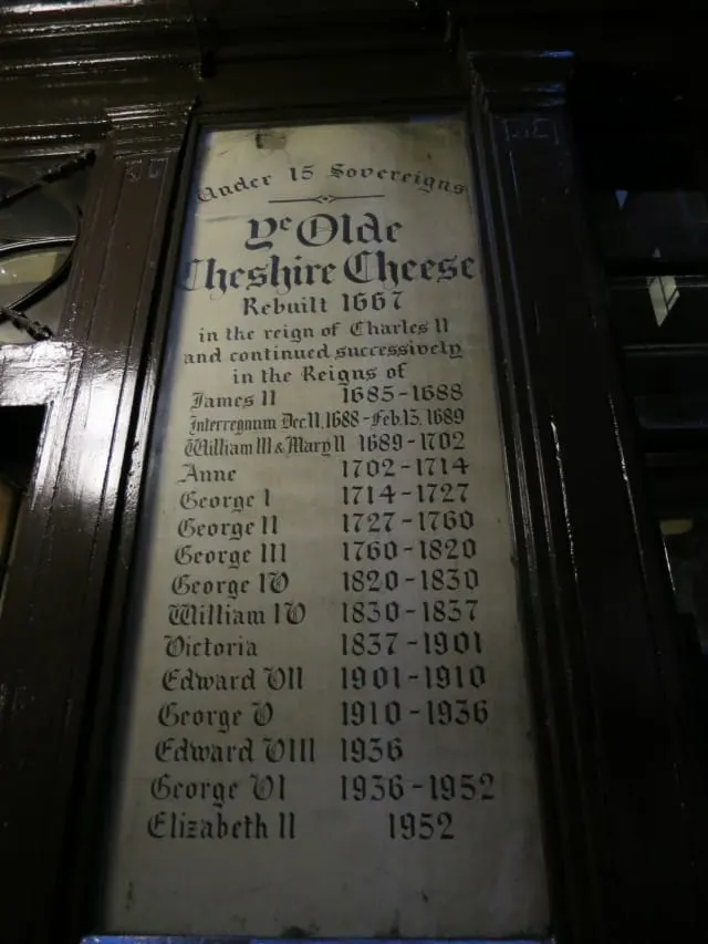 Ye Olde Cheshire Cheese Sign in London England