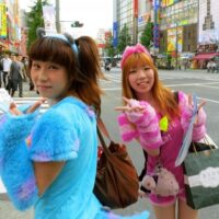 Maids Walking around Akihabara in Tokyo Japan
