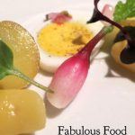 Pinterest image: image of salad with caption reading 'Living the Dream at the French Laundry in Napa Valley, Fabulous Food & Photos'
