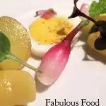 Pinterest image: image of salad with caption reading 'Living the Dream at the French Laundry in Napa Valley, Fabulous Food & Photos'