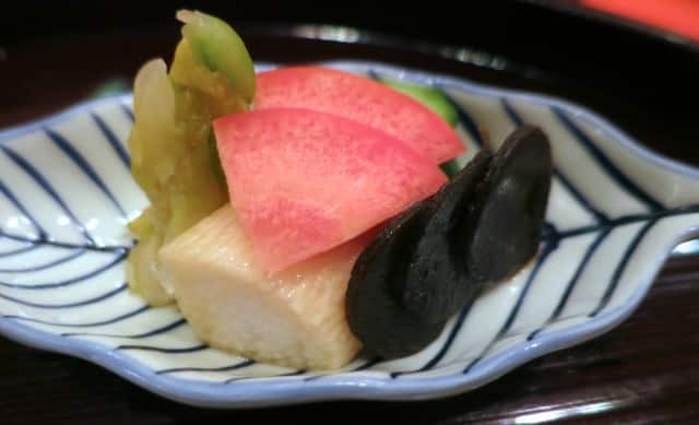 Pickled Vegetable at our Kaiseki Dinner in Kyoto Japan