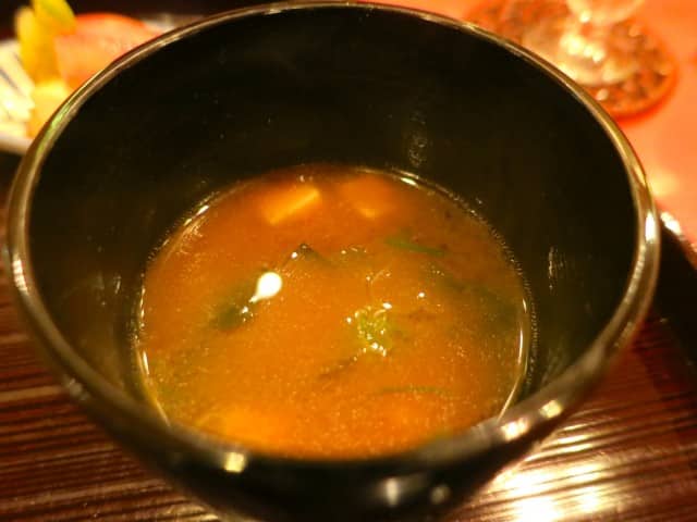Miso Soup at our Kaiseki Dinner in Kyoto Japan