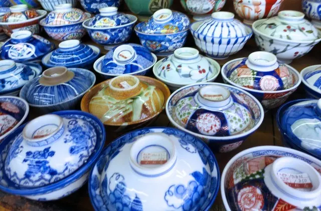 Pottery Bowls on Kappabashi Street in Tokyo Japan