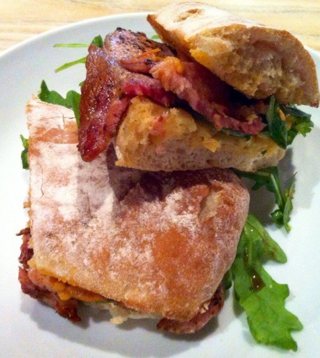 Warm Bacon & Cheese Sandwich at Brother Hubbard in Dublin Ireland