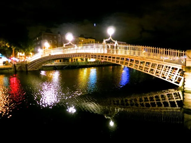 Ha'Penny Bridge over the Liffey River in Dublin Ireland