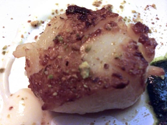 Fish Number 6 - Scallop with Meyer Lemon Emulsion and Pistachio-Basil Pesto