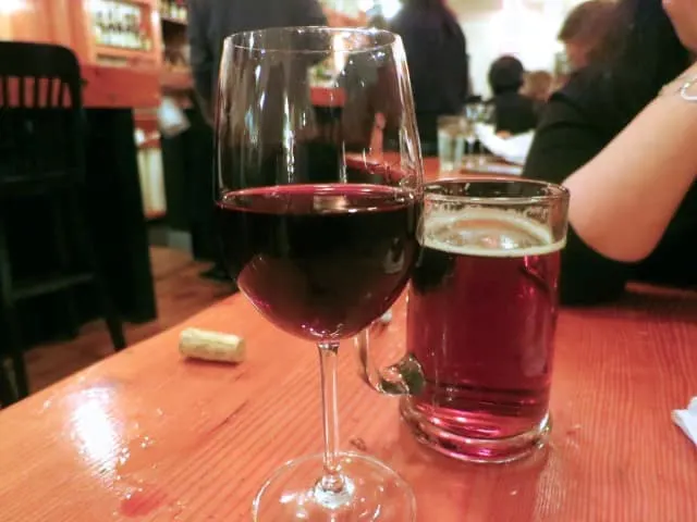 Wine and Beer at Au Pied de Cochon in Montreal Canada