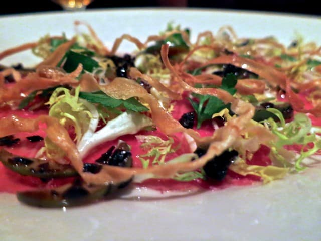 Goat Carpaccio at Girl and the Goat in Chicago Illinois