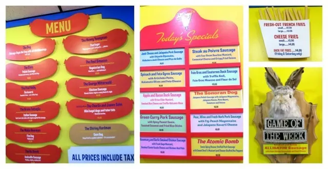 Colorful Menus at Hot Doug's in Chicago