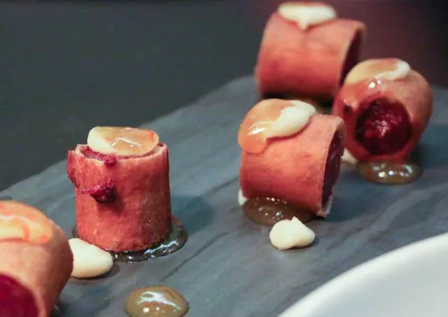Pigs in a Blanket - Chinese Sausage, Japanese Mustard and Sweet Chili Sauce at Alder in NYC