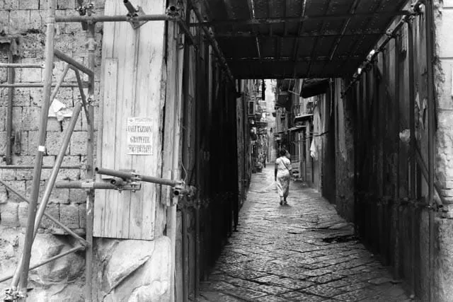 Naples Street in Black and White 
