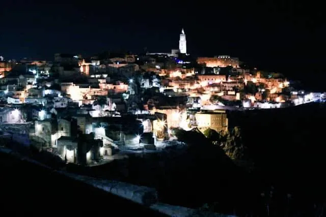 Matera at Night in Basilicata Italy