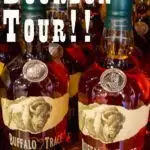 Pinterest image: image of Buffalo Trace bourbon with caption reading 'Bourbon Tour!!'