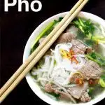 Pinterest image: image of Pho with caption reading ‘Hanoi Pho'