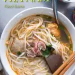 Pinterest image: image of Vietnamese food with caption reading 'Central Vietnam Food Guide'
