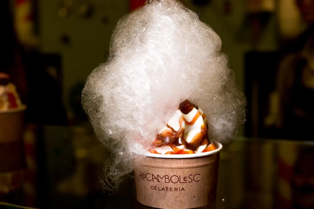 Ice Cream with Candy Floss at Rocambolesc in Girona Spain