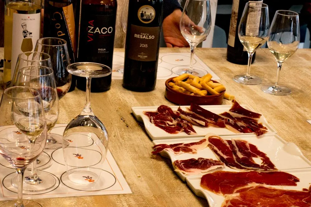 Ham and Wine in Barcelona Spain