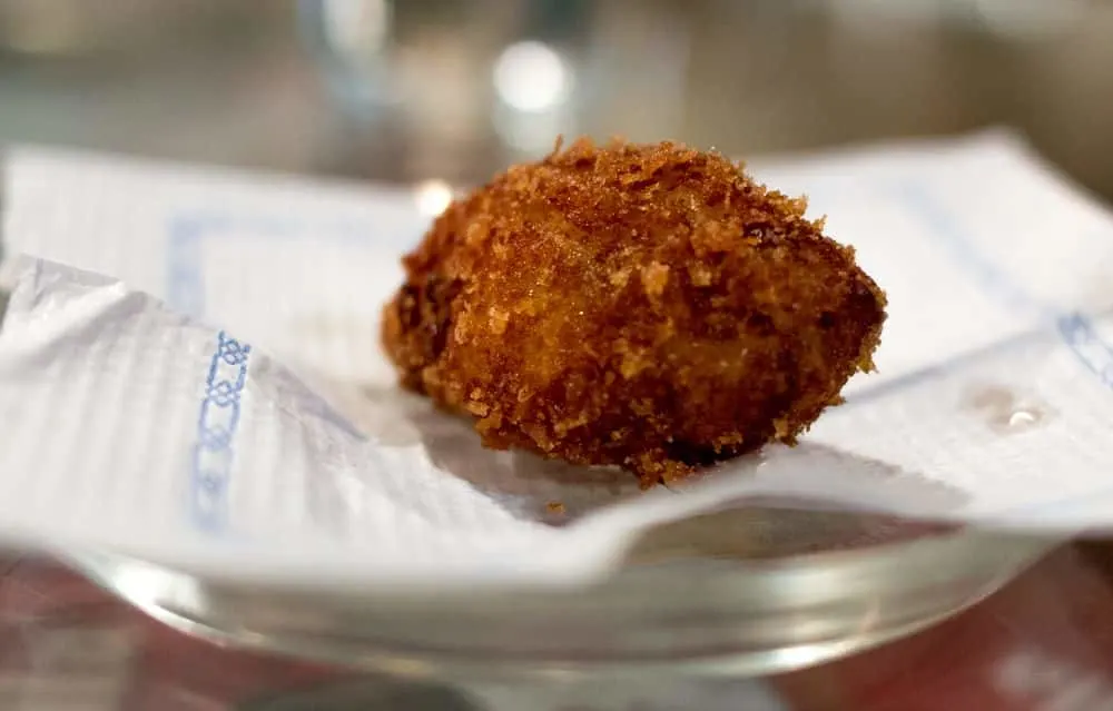 Spanish Croquette on the Devour Barcelona Tapas and Wine Tasting Tour