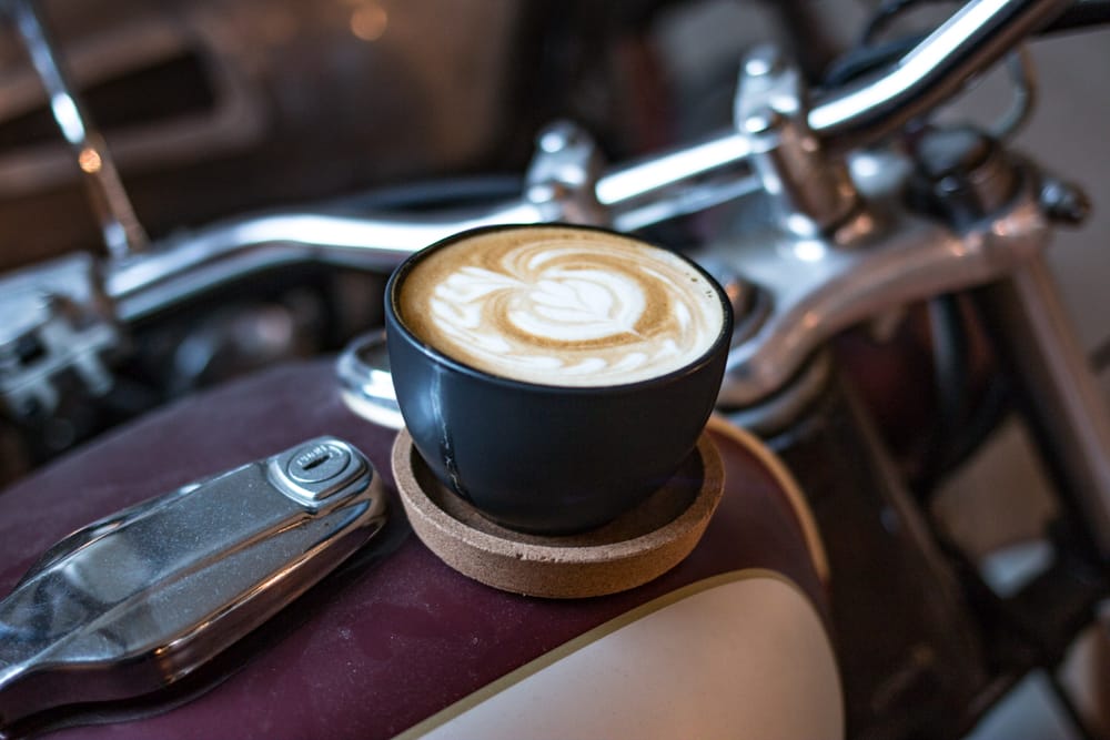 Coffee on a Motorcycle at Renard Coffee Shop in Tallinn Estonia 