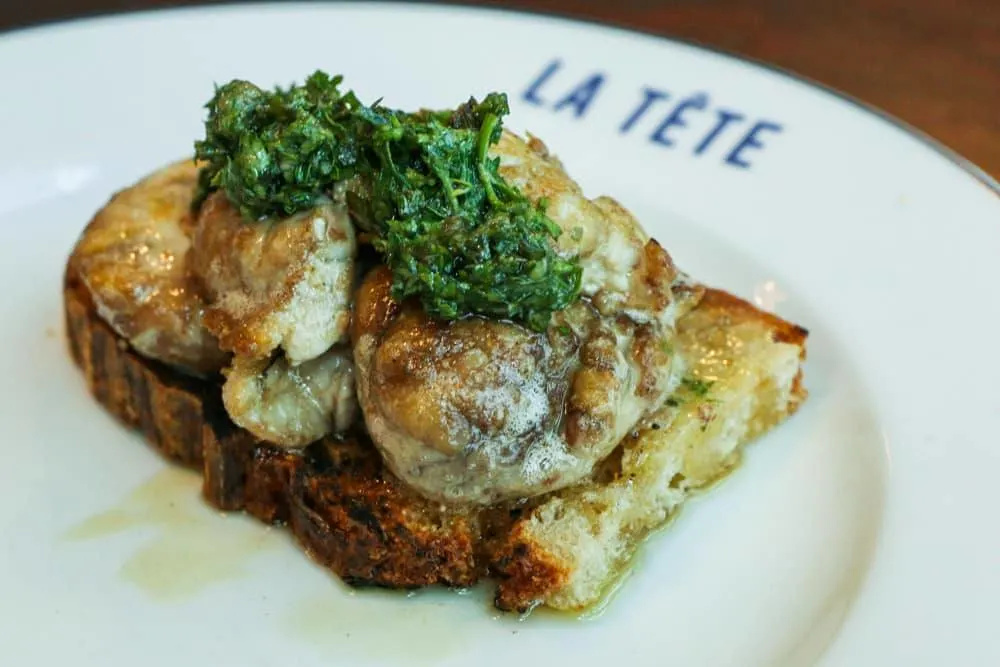 Lamb Brains on Toast at La Tete in Cape Town South Africa