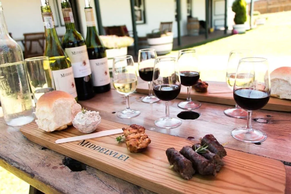 Wine Tasting Spread at Middelvlei Wine Estate in Stellenbosch South Africa