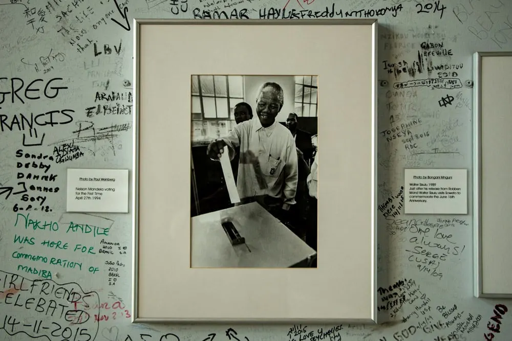 Photo of Nelson Mandela at the Regina Mundi Church in Soweto South Africa
