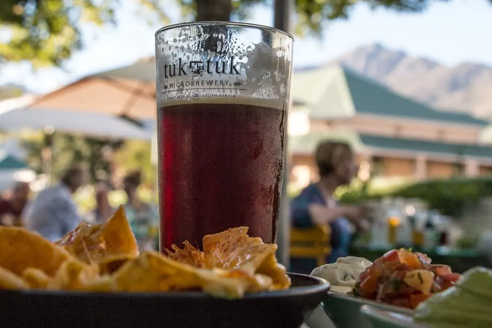 Nahcos and Beer at Tuk Tuk Microbrewery in Franschhoek South Africa