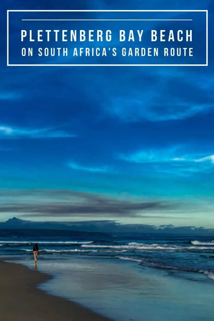 Pinterest image: image of Plettenberg Bay with caption reading 'Plettenberg Bay Beach on South Africa's Garden Route'