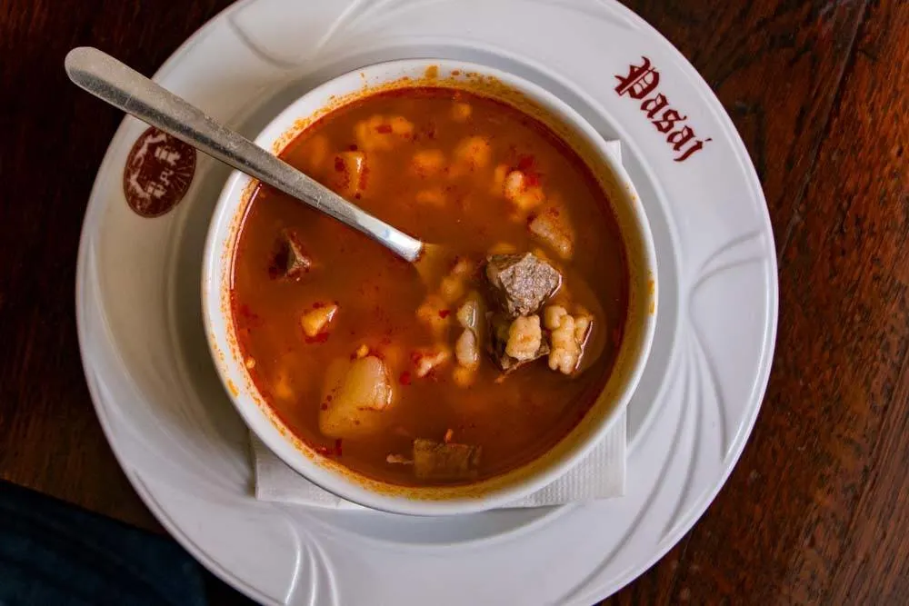 Traditional Romanian Soup at Pasaj in Sibiu Romania