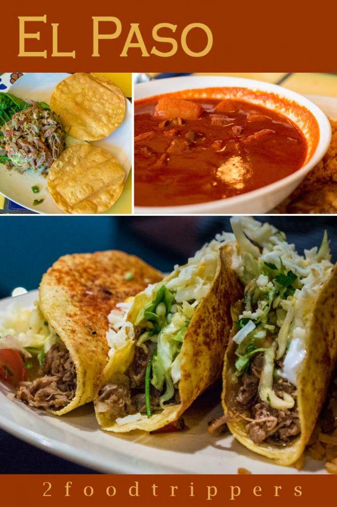 Pinterest image: three images of El Paso food with caption reading 'El Paso'