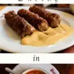 Pinterest image: three images of Romanian food with caption reading 'Eating in Transylvania'