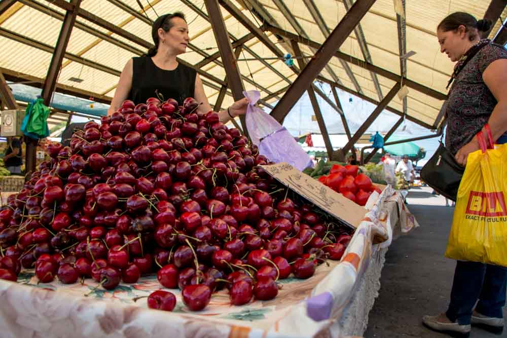 Cherries at the Cibin Market in Sibiu Romania