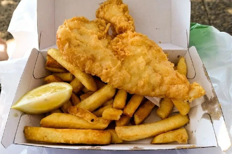 Fish n Chips at Bottom of the Harbour in Sydney Australia