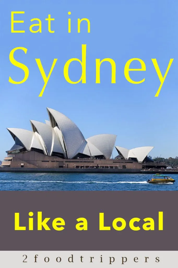 Pinterest image: image of Sydney with caption reading 'Eat in Sydney Like a Local'