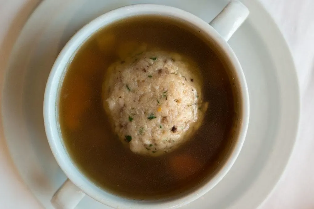 Matzoh Ball Soup at Rosenstein Restaurant in Budapest Hungary
