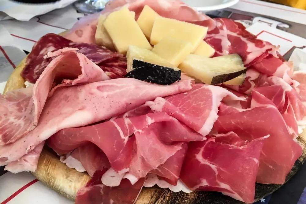 Salumi and Cheese at Tamburini in Bologna Italy