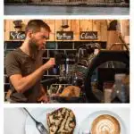Pinterest image: three images of Budapest cafes with caption reading 'Budapest Coffee Guide'