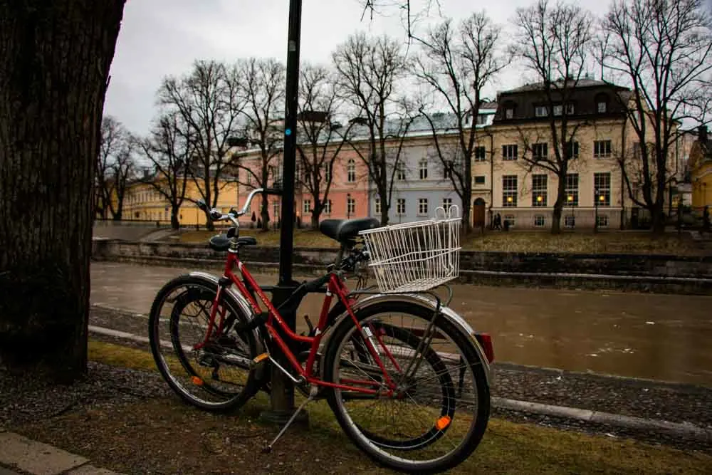 Bike on Aura River Bank in Turku Finland