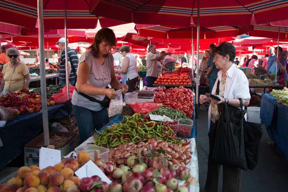 Vendors at Dolac Market in Zagreb Croatia