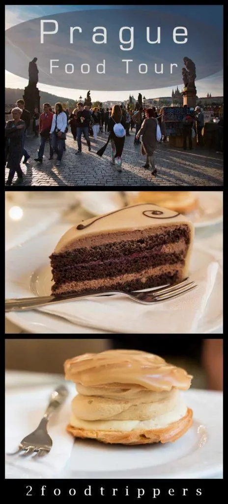 Pinterest image: three images of Prague with caption reading 'Prague Food Tour'