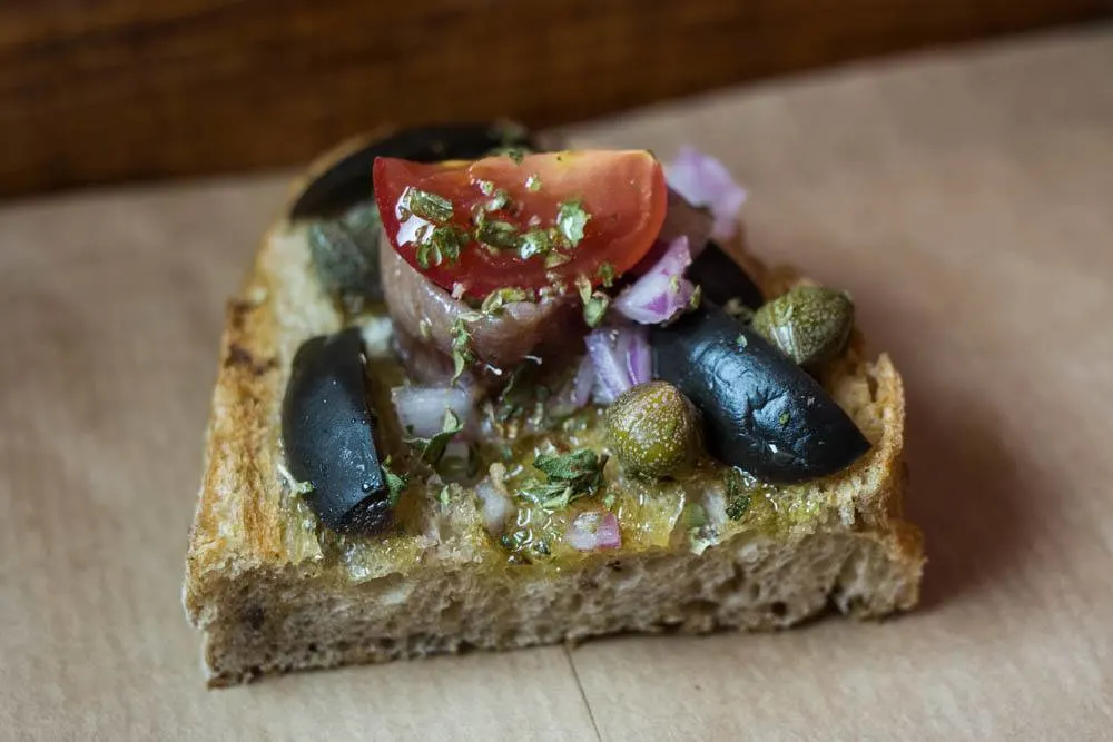 Salted Anchovies Toast at Heritage in Zagreb Croatia