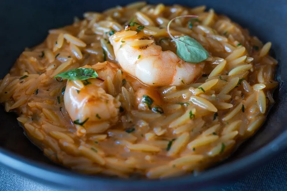 Orzo with Prawns at Varoulko Seaside in Athens Greece - Athens Restaurants