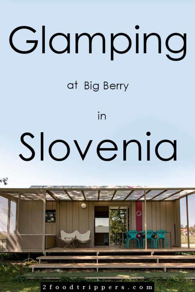 Pinterest image: image of Big Berry with caption ‘Glamping at Big Berry in Slovenia’