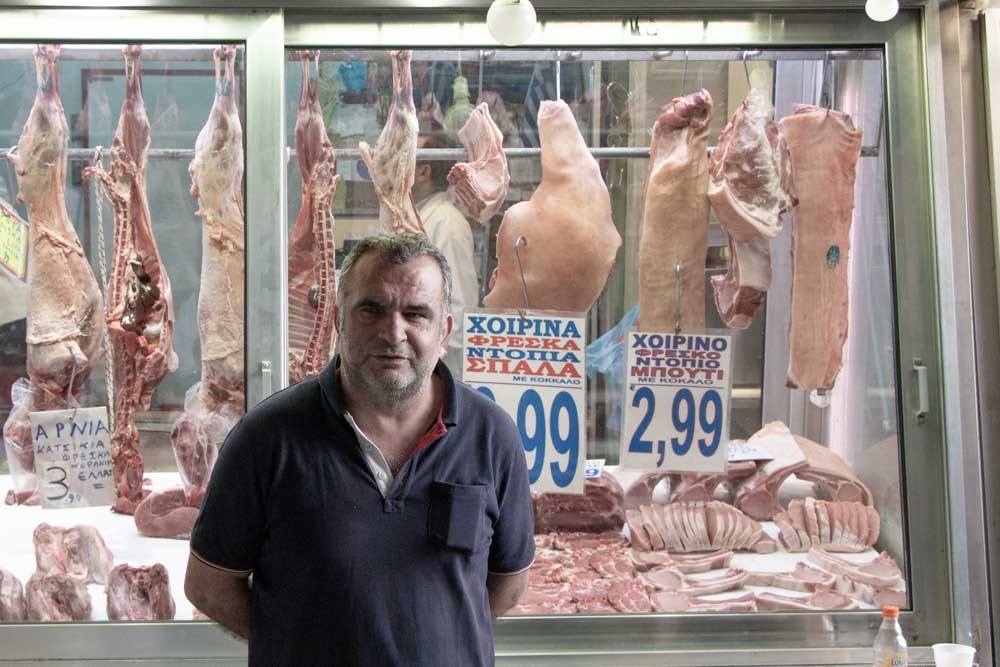 Varvakios Market Butcher in Athens Greece