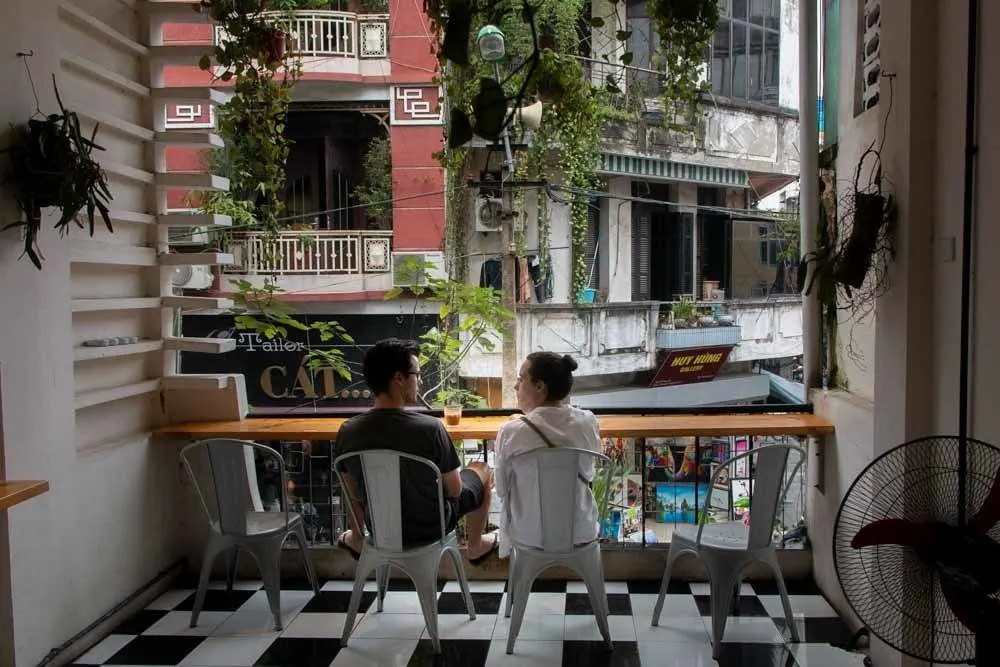Balcony at Gau Coffee Roaster in Hanoi Vietnam