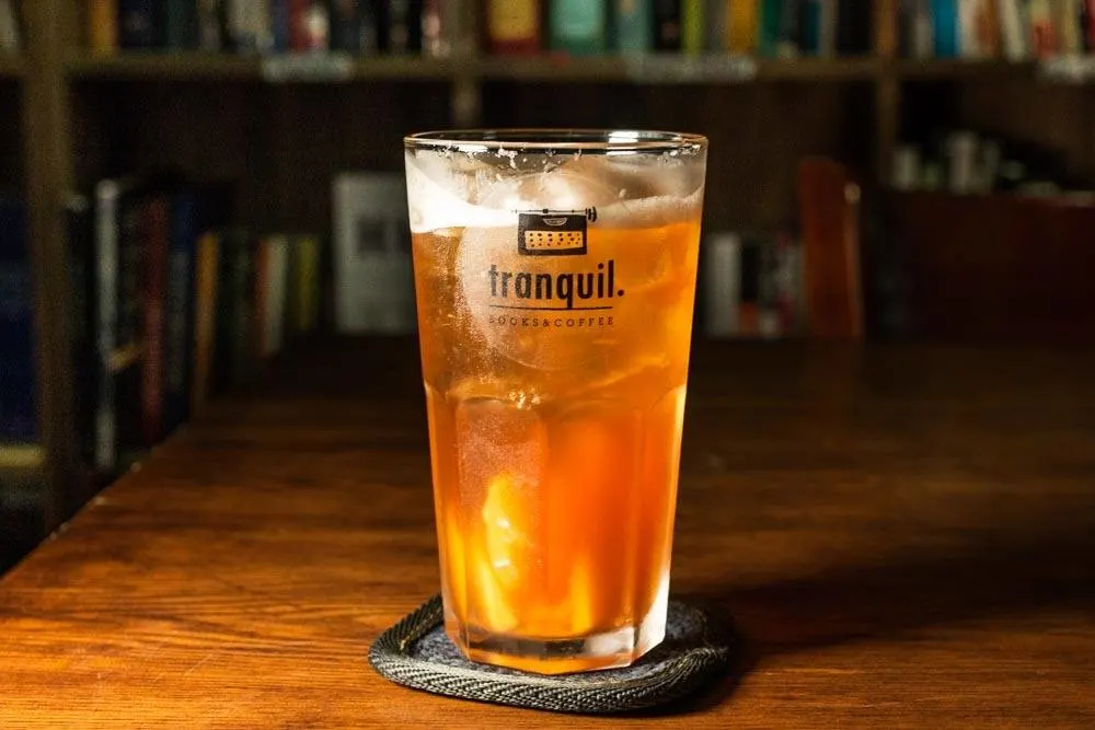 Peach Tea at Tranquil Coffee and Books in Hanoi Vietnam