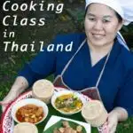 Pinterest image: image of cook with caption ‘Take a Chiang Mai Cooking Class in Thailand’