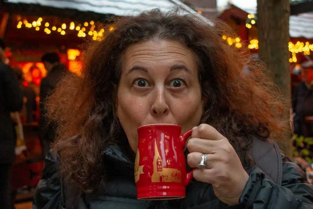 Drinking Gluhwein at Hamburg Christmas Markets